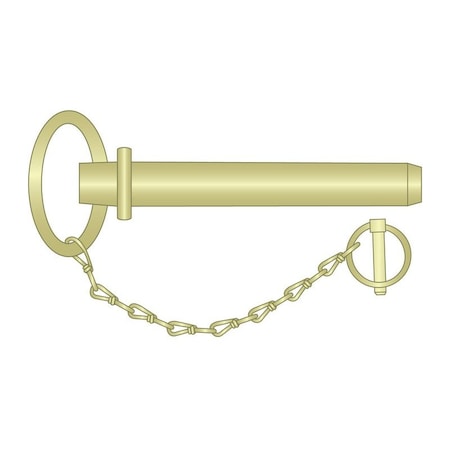 Heritage Industrial Hitch Pin Round Handle, 1/2"x5-3/4", Chain HPL-0500-5750R